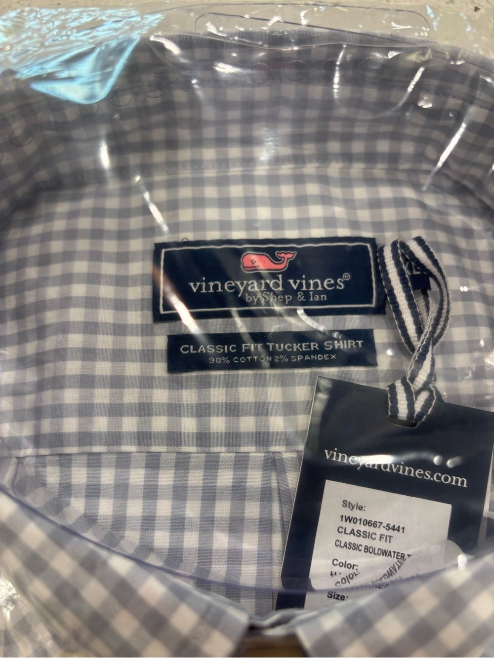 Vineyard Vines Men's Light Blue Gingham Classic Fit Button-Down Shirt XL - Picture 6 of 6